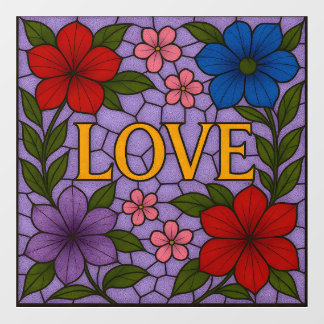 Pour Fenêtre Autocollant Fleurs d'Amour Lavande en Verre