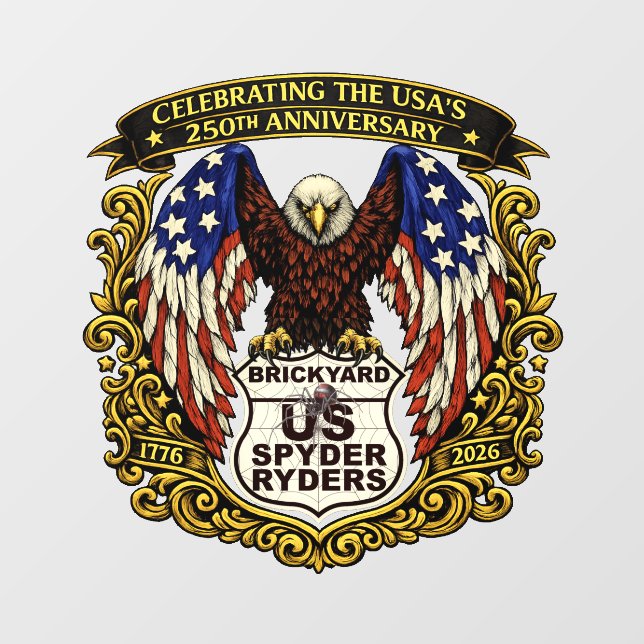 Pour Fenêtre Chapitre Brickyard - Autocollant USA 250e (Feuille)
