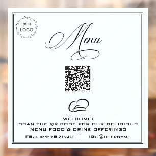 Pour Fenêtre *~* QR CYAN Simple Minimal MENU LOGO  Autocollant 