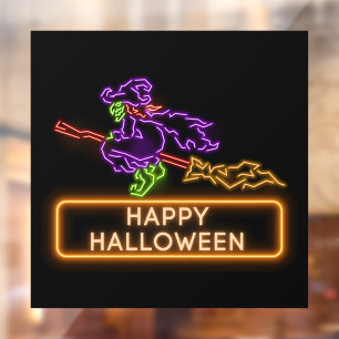 Pour Fenêtre Sorcière volante Halloween Néon Autocollant de fen