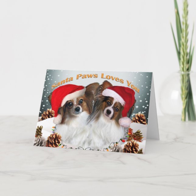 Pour Fêtes Annuelles Amours de pattes de Papillon Père Noël vous cartes (Devant)