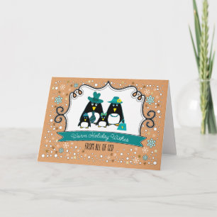 Pour Fêtes Annuelles Amusante famille de pingouins 4 cartes de Noël per