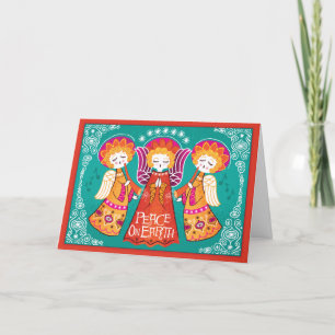 Pour Fêtes Annuelles Anges illustrés Paix sur Terre Cartes de Noël