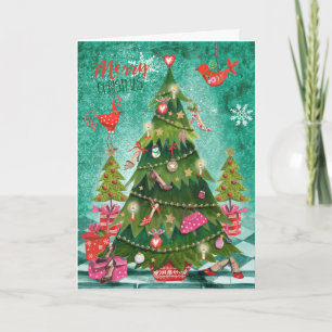 Pour Fêtes Annuelles Arbre de Noël Féminin Férié Cartes de Vœux