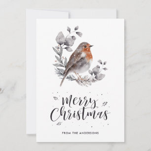 Pour Fêtes Annuelles Belle aquarelle Robin Oiseau Neige Cartes de Noël