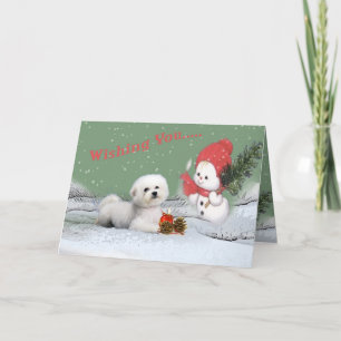 Pour Fêtes Annuelles Bichon vous souhaitant des cartes de Joyeux Noël