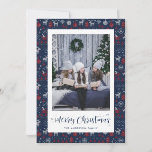 Pour Fêtes Annuelles Bleu rouge blanc laide Sweat photo Cartes de Noël