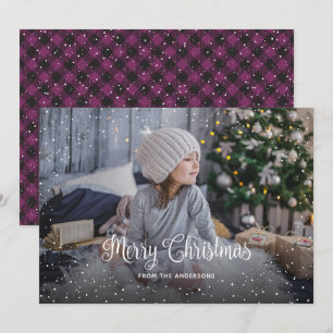 Pour Fêtes Annuelles Buffle violet neigeux Plaid Photo Cartes de Noël