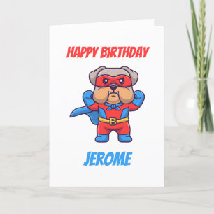 Pour Fêtes Annuelles Bulldog super-héros enfants super-héros cartes d'a
