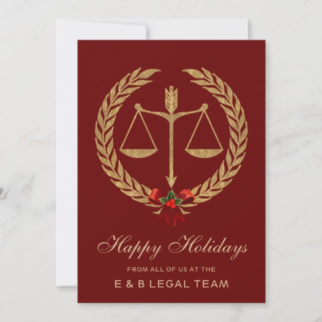 Pour Fêtes Annuelles Cabinet de droit rouge Cartes de Noël (Devant)