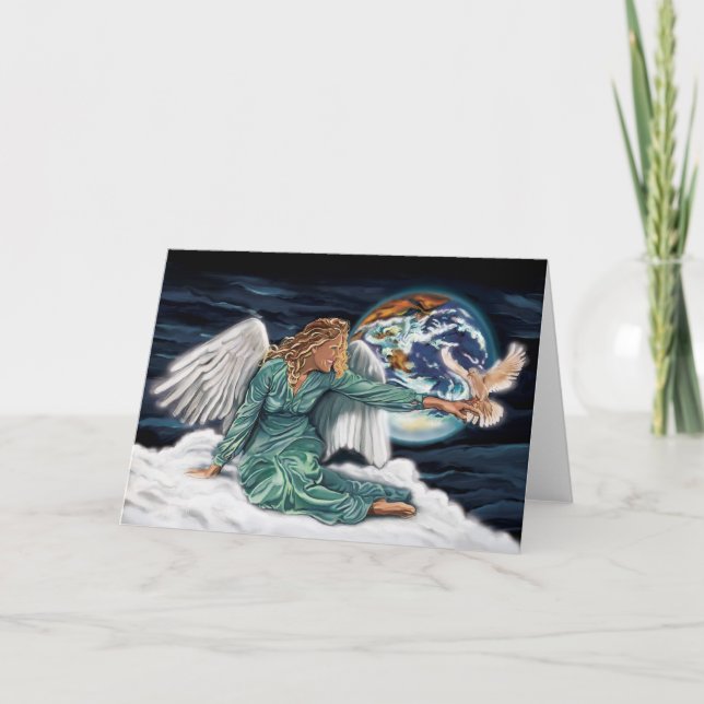 Pour Fêtes Annuelles Cartes Angel vierges à l'intérieur (Devant)