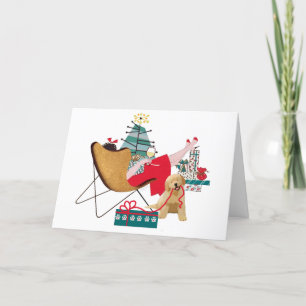 POUR FÊTES ANNUELLES CARTES ARTISTIQUES RETRO NOËL GOLDEN RETRIEVER