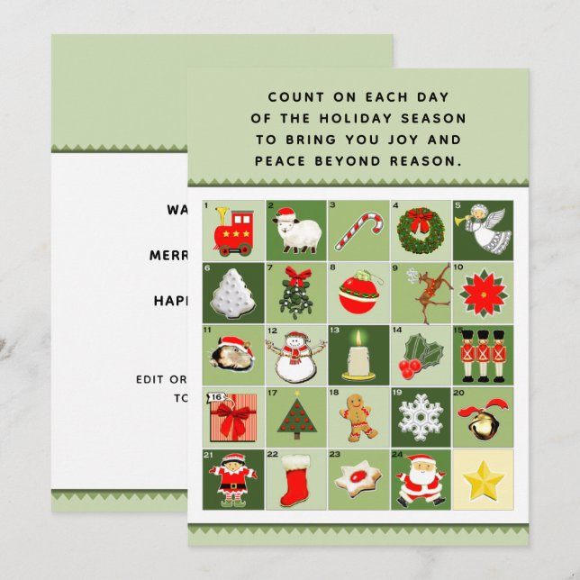 Pour Fêtes Annuelles Cartes Calendrier de Noël (Devant / Derrière)