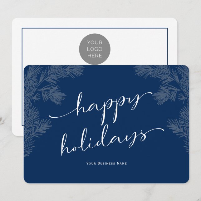 Pour Fêtes Annuelles Cartes de fin de année d'affaires à script simple  (Devant / Derrière)