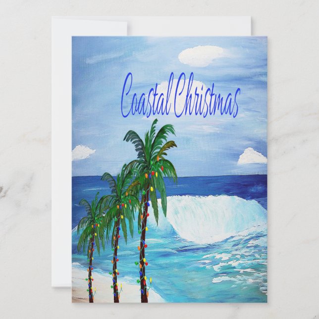 Pour Fêtes Annuelles Cartes de fin de année de Noël côtier. (Devant)