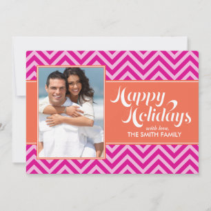 Pour Fêtes Annuelles Cartes de fin de année Orange et Fuchsia Chevrons