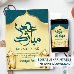 Pour Fêtes Annuelles Cartes de l'Aïd avec Arche Islamique et Lanternes 