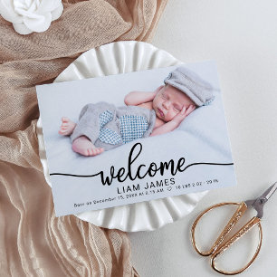 Pour Fêtes Annuelles Cartes de naissance avec calligraphie mignonne