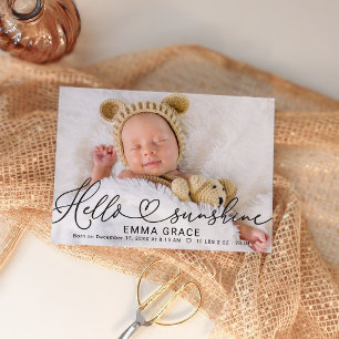 Pour Fêtes Annuelles Cartes de naissance photo avec un joli script