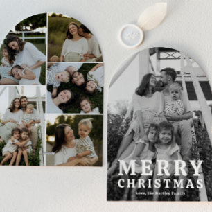 Pour Fêtes Annuelles Cartes de Noël à photo en forme d'arche simples