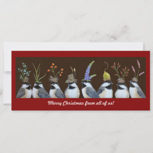 Pour Fêtes Annuelles Cartes de Noël à plat Party Chickadees
