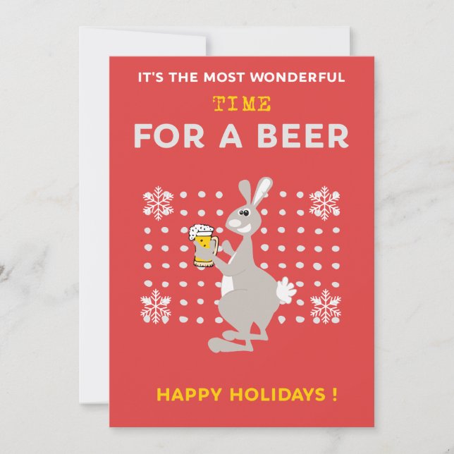 Pour Fêtes Annuelles Cartes de Noël australiennes Kangaroo Beer Drôle (Devant)