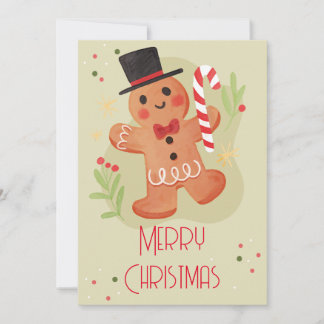 Pour Fêtes Annuelles cartes de noël avec mignon pain d'épice hommes