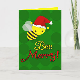 Pour Fêtes Annuelles Cartes de Noël Bee Merry Cute Bumblebebe