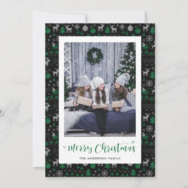 Pour Fêtes Annuelles Cartes de Noël Black Green Ugly Sweat (Devant)