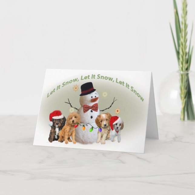 Pour Fêtes Annuelles Cartes De Noël Cavapoo Laisser Neige (Devant)