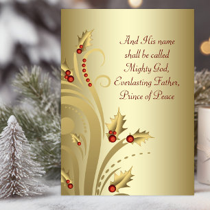 Pour Fêtes Annuelles Cartes de Noël chrétiennes en or rouge