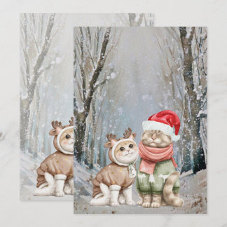 Pour Fêtes Annuelles Cartes de Noël Couple Chat