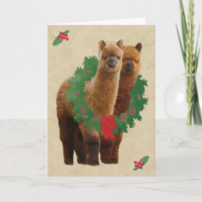 Pour Fêtes Annuelles Cartes de Noël d'alpaga (Devant)