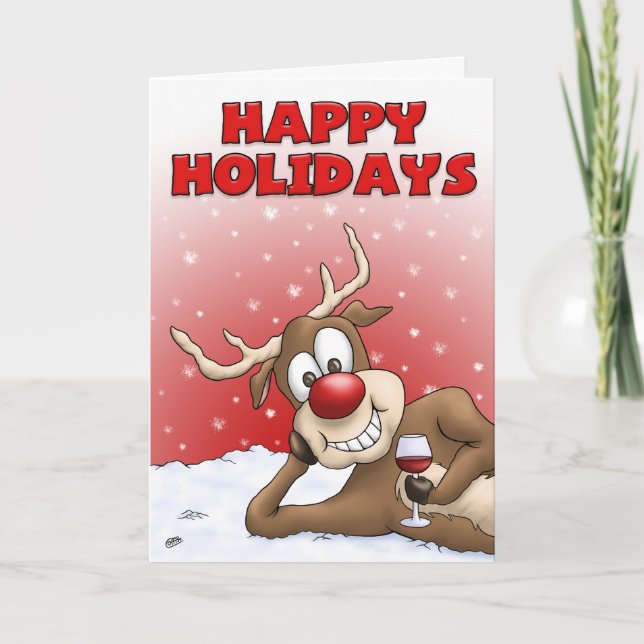 Pour Fêtes Annuelles Cartes de Noël de bande dessinée : Cerfs communs (Devant)