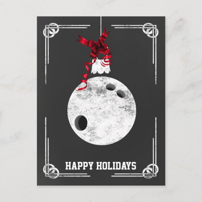 Pour Fêtes Annuelles Cartes de Noël de bowling sur tableau noir (Devant)