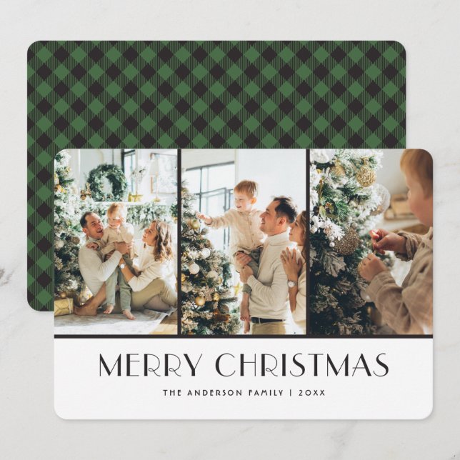 Pour Fêtes Annuelles Cartes de Noël de Buffalo Vert Moderne (Devant / Derrière)