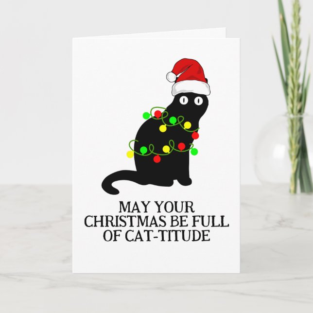 Pour Fêtes Annuelles cartes de noël de chat noir (Devant)