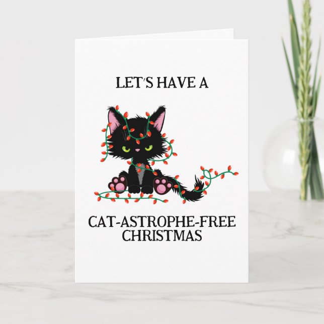 Pour Fêtes Annuelles cartes de noël de chat noir (Devant)