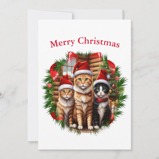 Pour Fêtes Annuelles Cartes de Noël de chats (Devant)