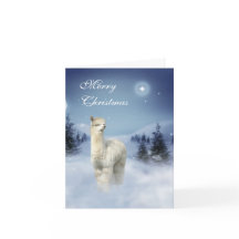 Cartes de Noël de nuit d'hiver d'alpaga