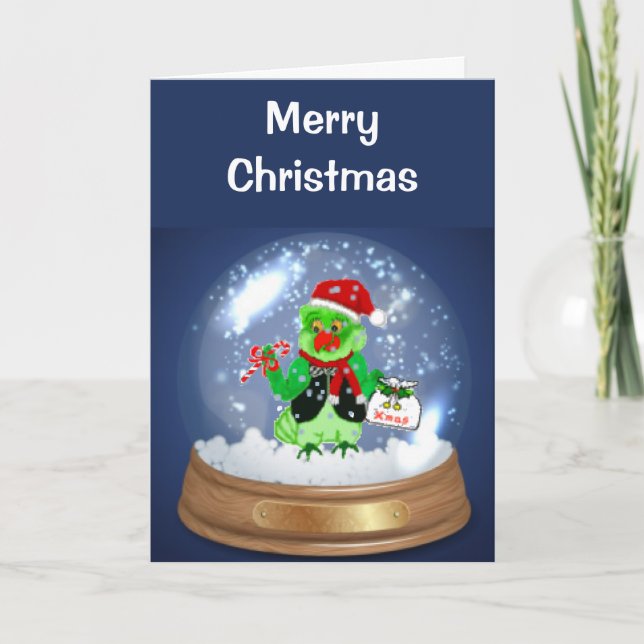 Pour Fêtes Annuelles Cartes de Noël de perroquet de Père Noël (Devant)