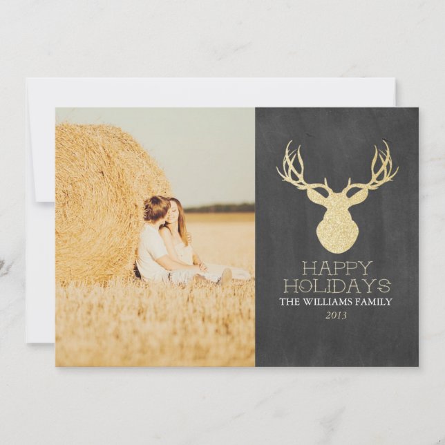 Pour Fêtes Annuelles Cartes de Noël des cerfs de Parties scintillant d' (Devant)