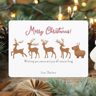 Pour Fêtes Annuelles Cartes de Noël drôles de capybaras rennes