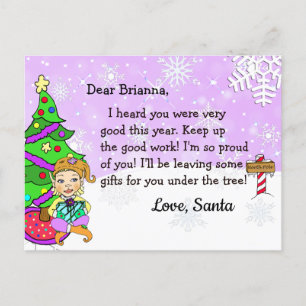 Pour Fêtes Annuelles Cartes de Noël du Père Noël : Elfe blonde fériée