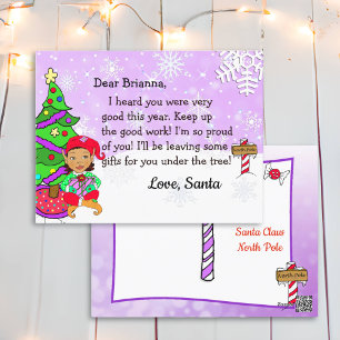 Pour Fêtes Annuelles Cartes de Noël du Père Noël : Elfe de Noël Ethniqu
