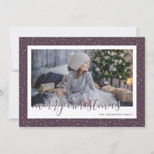 Pour Fêtes Annuelles Cartes de Noël Joyeux avec photo neigeuse et or vi