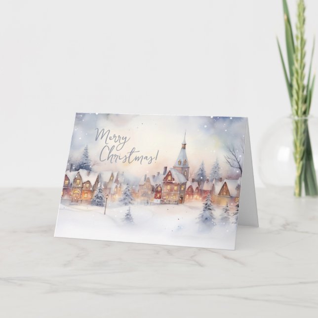 Pour Fêtes Annuelles Cartes de Noël joyeux, Paysage de neige d'hiver (Devant)