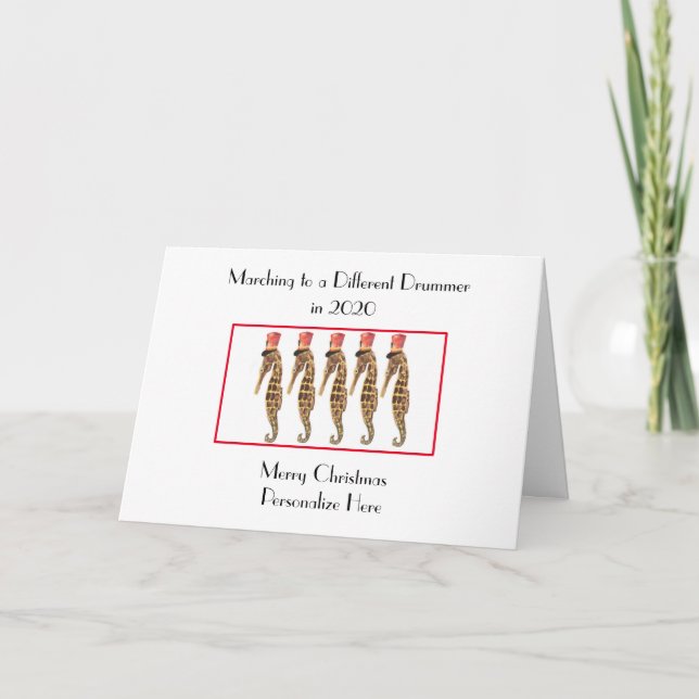 Pour Fêtes Annuelles Cartes de Noël Marche des chevaux de mer 2020 (Devant)