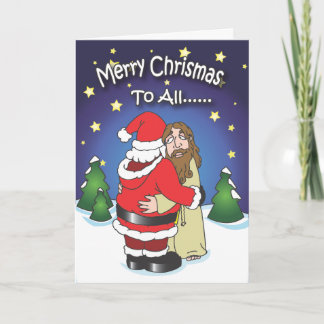 Pour Fêtes Annuelles Cartes de Noël, Père Noël Accrocher Jésus