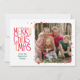 Pour Fêtes Annuelles Cartes de Noël photo modernes colorées rétro